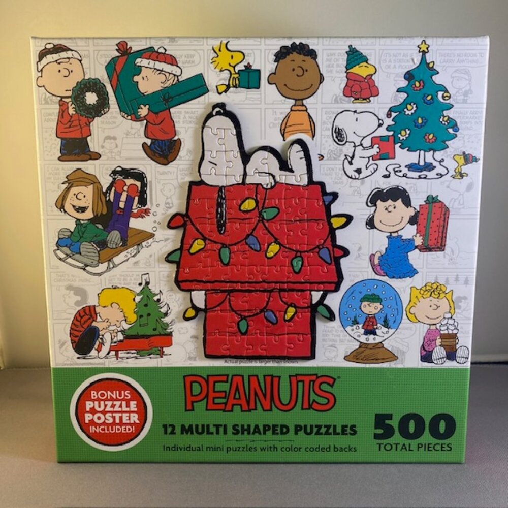 Peanuts Holiday 12 Multi Shaped Puzzles 500 Pieces for Christmas RoseArt